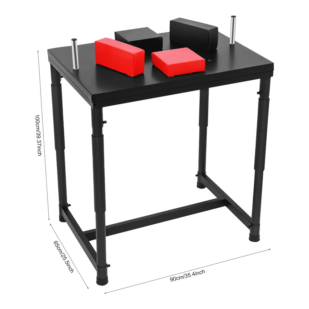 Dimensions de la table de bras de fer : 90 cm de long, 65 cm de large, 100 cm de haut